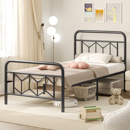 Dreamade Metal Twin Bed Frames with Victorian Style Headboard & Footboard, Heavy Duty Slats Support Mattress Foundation