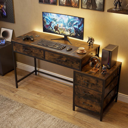 Dreamade Reversible Computer Desk with 5 Drawers