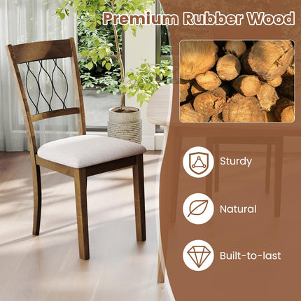 Dreamade Dining Chairs Set of 2/4 Fabric Upholstered Armless Kitchen Chairs w/Hollowed Backrest