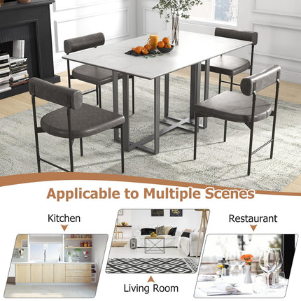 Dreamade Dining Chairs, Faux Leather Upholstered Kitchen Side Chair with Padded Backrest and Cushion, Metal Legs