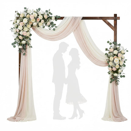 Dreamade 87" Wood Wedding Arbor Backdrop Stand with Ground Stakes