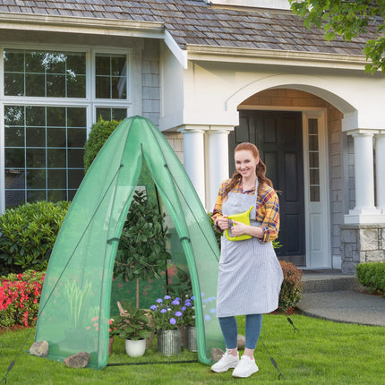 Dreamade Portable Walk-in Greenhouse - 5.5’x5.5’x6’ PE Cover, Roll-up Zippered Door, Window