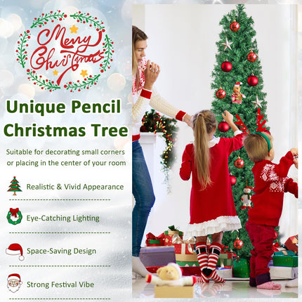 Dreamade 6ft / 7ft / 8ft Fiber Optic Pencil Christmas Tree Xmas Full Tree for Home Office Holiday Decor