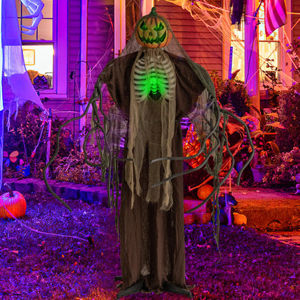 DREAMADE 5.7 FT Halloween Standing Animatronics Pumpkin Man with Green Ribs