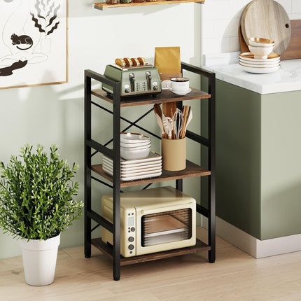 Dreamade 3-Tier Bookshelf Narrow Freestanding Display Shelf with Metal Frame & Wooden Storage Racks