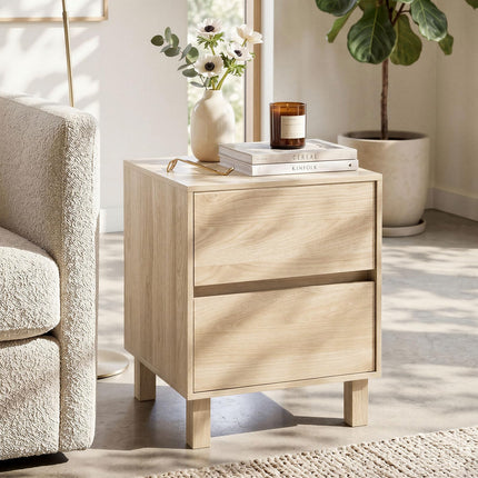 Dreamade Modern Wood Night Stand w/2 Storage Drawers (1/2)