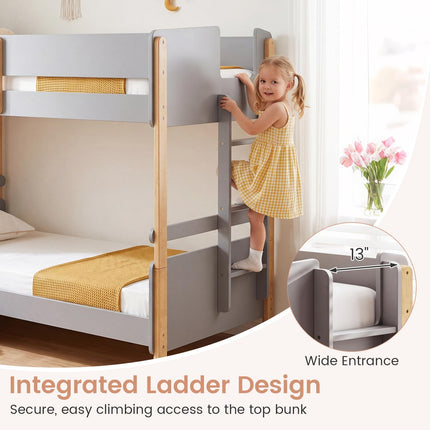 Dreamade Twin Over Twin Bunk Bed with Ladder for Kids Teens Bedroom