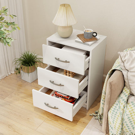 Dreamade Nightstand with 3 Drawers, Modern Night Stand with Storage Drawers, White