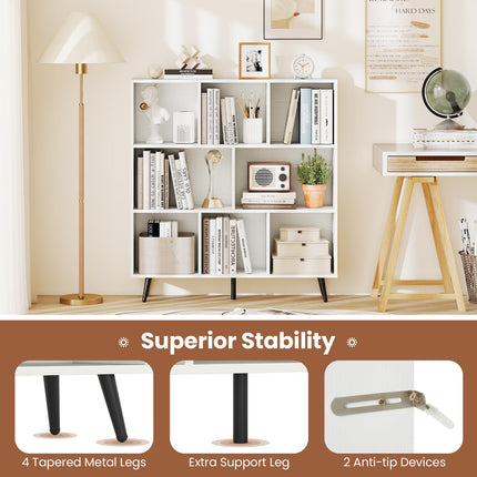 Dreamade 3 Tier Modern Bookshelf with 5 Metal Legs for Living Room