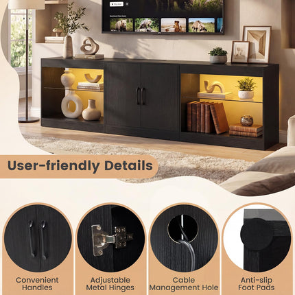 Dreamade LED TV Stand for 85 Inch TV | Modern Entertainment Center with Power Outlets