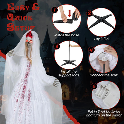 DREAMADE 7.2 FT Sound Activated Halloween Animatronic Standing Bride