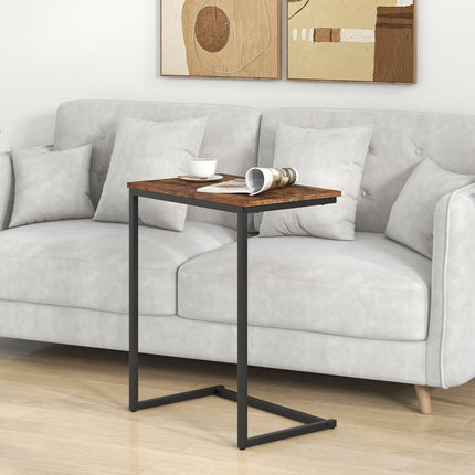 Dreamade C Shaped End Table, 26.5" Slide-Under Couch Table for Laptop Coffee Snack