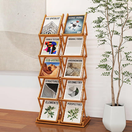 Dreamade Foldable Bamboo Magazine Rack with 2 Adjustable Positions