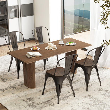 Dreamade Metal Dining Chairs Set of 4, Stackable Kitchen Chairs with Wood Seat & Removable Backrest