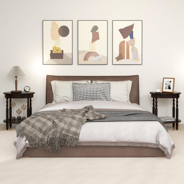 Dreamade End Table with Storage Shelf Set of 2, 24.5" Oval Round Side Table with Solid Wood Legs