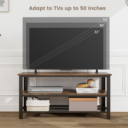 Dreamade TV Stand for Bedroom and Living Room - 3-Tier Industrial Entertainment Center with Open Storage Shelves
