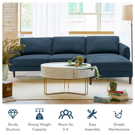 Dreamade Sectional Sofa Couch Set, 3-Seat Sofa