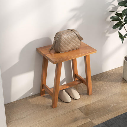 Dreamade Teak Shower Bench, Waterproof Shower Stool for Shaving Legs & Spa Bath, Smooth Seat