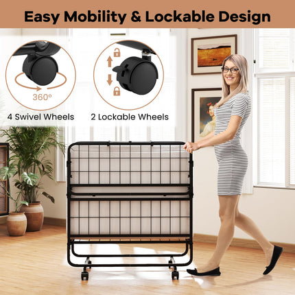 Dreamade Twin Folding Bed with 5 Inch Mattress
