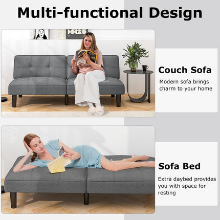 Dreamade Convertible Futon Sofa Bed, Upholstered Folding Recliner
