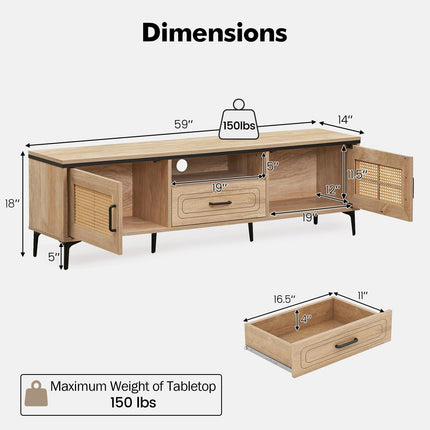 Dreamade TV Stand for TV up to 65 Inches, Entertainment Center with 2 Cabinets