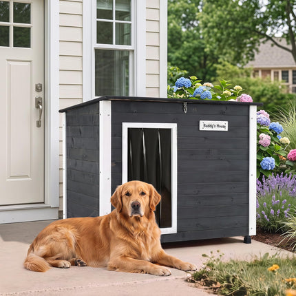 Dreamade Wooden Dog House with Openable Asphalt Roof