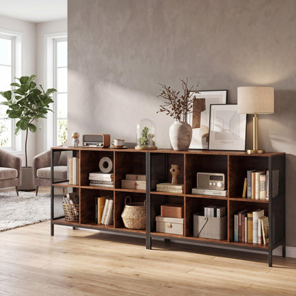 Dreamade Industrial Accent 42" Wide Bookcase with 6 Cubes