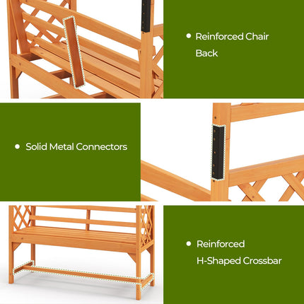 Dreamade Garden Arch Trellis with Bench - 63''W x 79''H Wooden Arbor with 2-Person Outdoor Bench