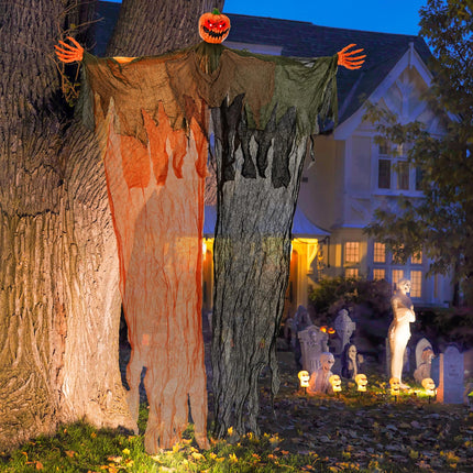 Dreamade 6 Ft Hanging Halloween Decoration, Ghost Pumpkin Man with Red LED Eyes & Posable Arms