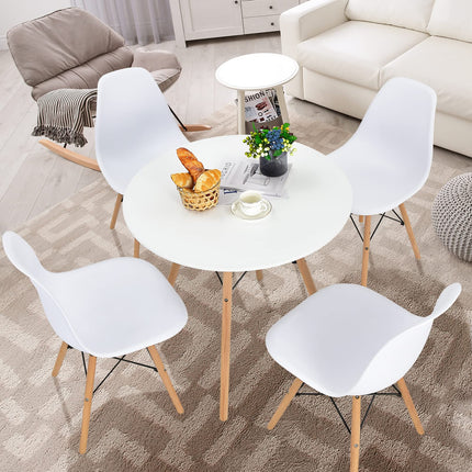 Dreamade Dining Table, Round Dining Room Table with Solid Beech Wood Legs