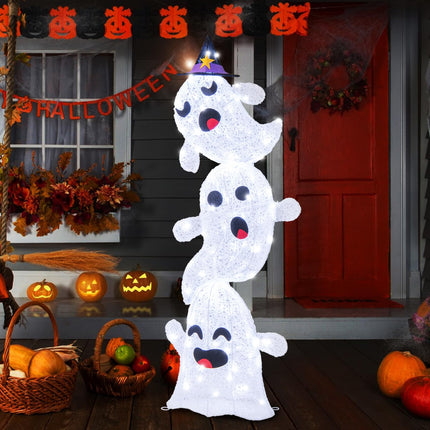 Dreamade 4 Ft Halloween Decorations Outdoor Stacked Ghosts, Free-Standing Cute Yard Decorations