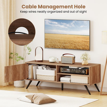 Dreamade Mid-Century Modern Entertainment Center with Storage Cabinet