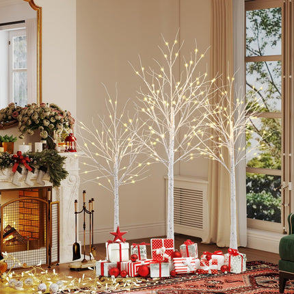 Dreamade 4/5/6 FT Pre-Lit Artificial Christmas Trees with 216 Warm White LEDs ( Set of 3 )