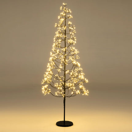 Dreamade 5/6/7 FT LED Alpine Tree with 1000 Warm White LED Lights, Pre-lit Artificial Cedar with Weighted Base