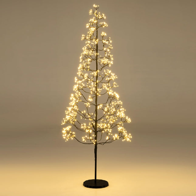Dreamade 5/6/7 FT LED Alpine Tree with 1000 Warm White LED Lights, Pre-lit Artificial Cedar with Weighted Base
