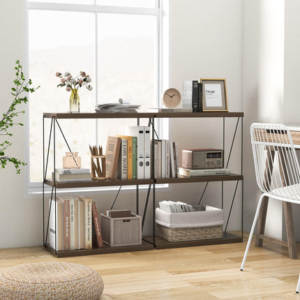 Dreamade 3-Tier Open-Back Bookshelf, Freestanding Display Rack, Metal Frame Storage Shelf