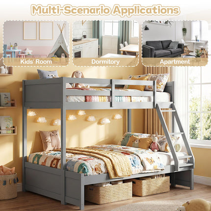 Dreamade Twin Over Full Bunk Bed Wood Bunk Bed