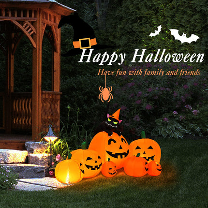 DREAMADE Halloween Inflatable Pumpkin w/Cat 7.5FT Lighted Yard Inflatable