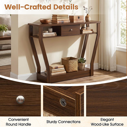 Dreamade 43" Modern Console Table with Drawer & Storage Shelf