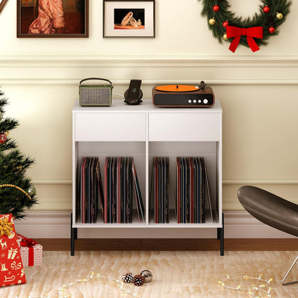 Dreamade Large Record Player Stand with Charging Station