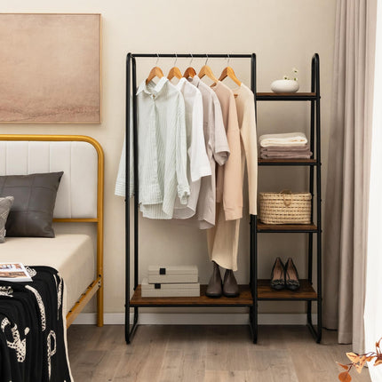 Dreamade Clothes Rack with Shelves, Industrial Garment Rack with 5-Tier Shelves