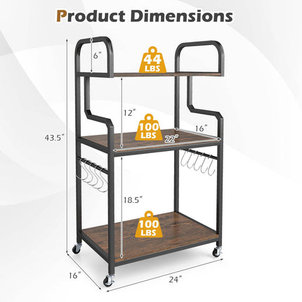 Dreamade 3-Tier Rolling Printer Stand with Storage Shelves