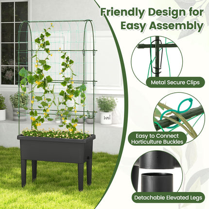 Dreamade Raised Garden Bed with Climbing Trellis, Self-Watering Elevated Planter