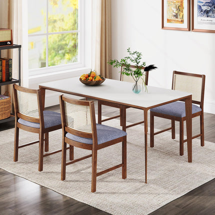 Dreamade Rattan Dining Chairs Set of 2/4, Modern Upholstered Kitchen Chairs w/Rubber Wood Frame
