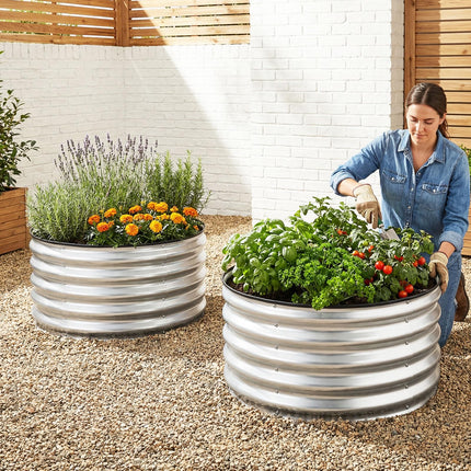 Dreamade 2 Pack Round Galvanized Raised Garden Bed Kit (2x2x1 FT)