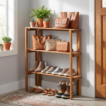 Dreamade 3-Tier Foldable Solid Wood Indoor Outdoor Flower Pot Display Rack