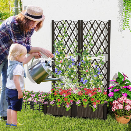 Dreamade 2 Pack Raised Garden Beds with Trellis