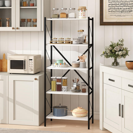 Dreamade 5-Tier Tall Industrial Bookcase with Heavy-Duty Metal Frame (1/2)