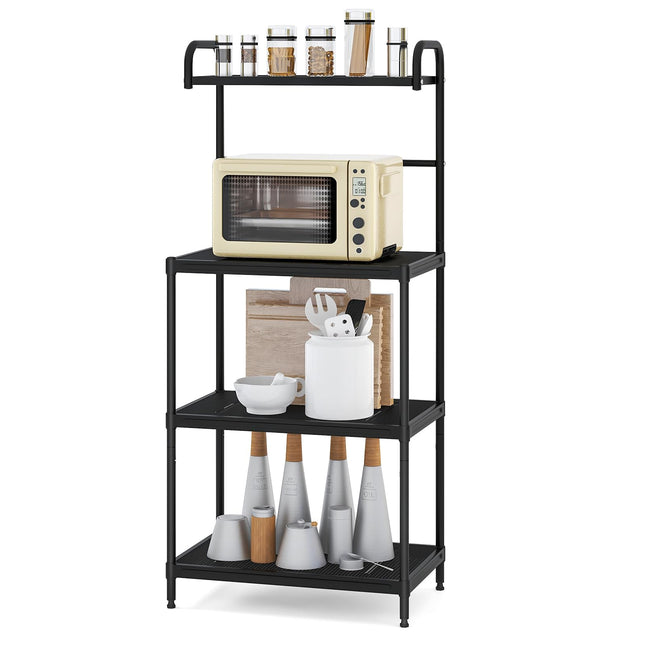 Dreamade Bakers Rack, 4-Tier Microwave Oven Stand, Kitchen Storage Rack with Mesh Wire Metal Shelves