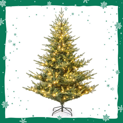 Dreamade 6FT / 7FT Pre-Lit Artificial Christmas Tree with PVC & PE Mixed Branch Tips